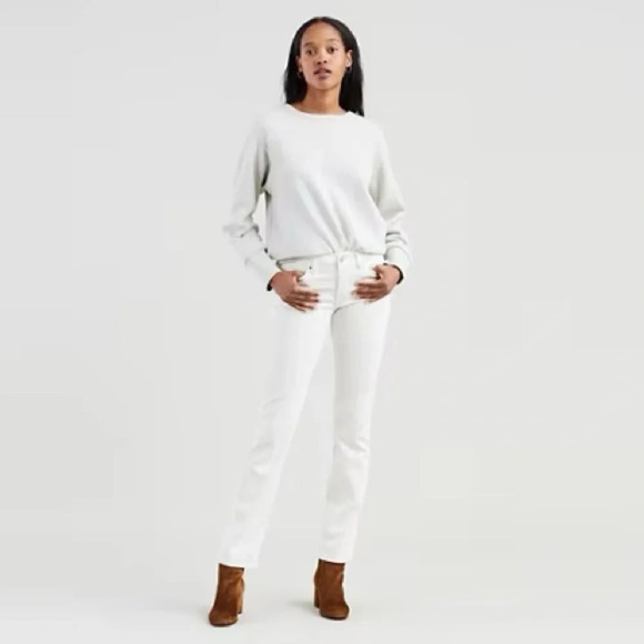 LEVI'S 712 Mid Rise Slim Through Hip‎ and Thigh Jeans in White Wash - Picture 1 of 9
